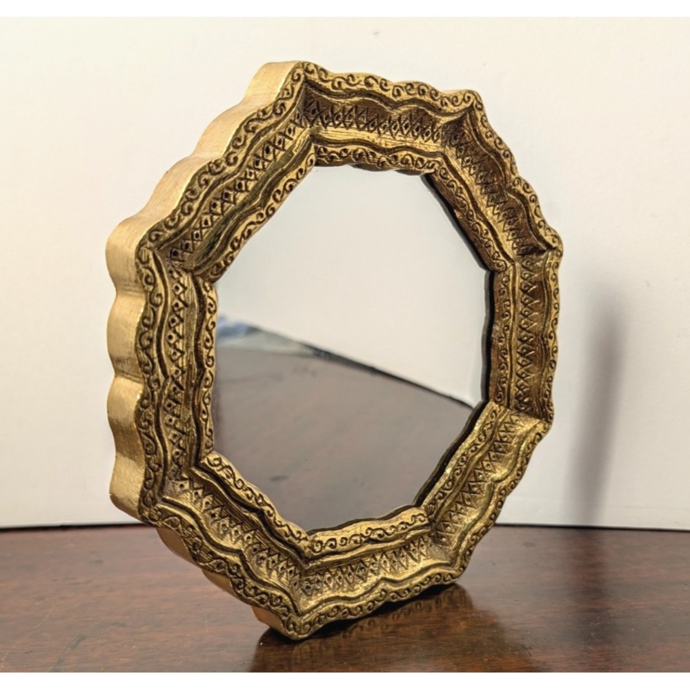 Vintage Syroco Burwood Ornate Gold Mirror Hollywood Regency Rococo 4443 6.5"